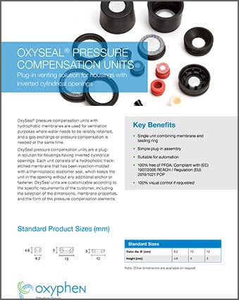 OxySeal pressure compensation units